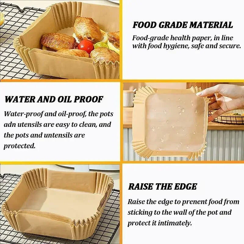 Air Fryer Paper Accessories Airfryer Baking Paper Disposable Liners, Non stick Parchment Aerogrill Paper for Convection Oven - CartRare