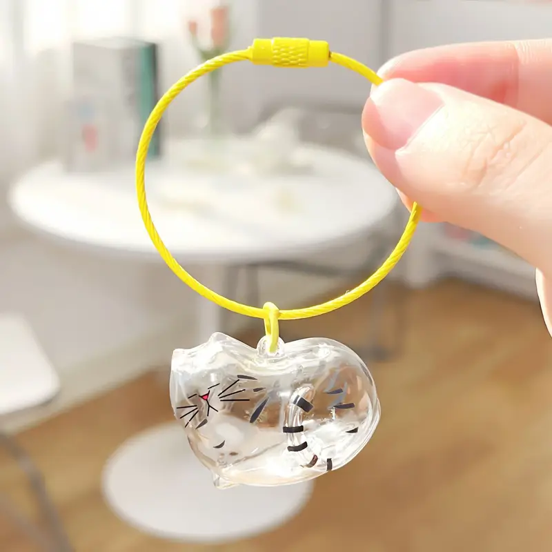 Cat Fur Memorial Keychain Transparent Pet Hair Keepsake Pendant