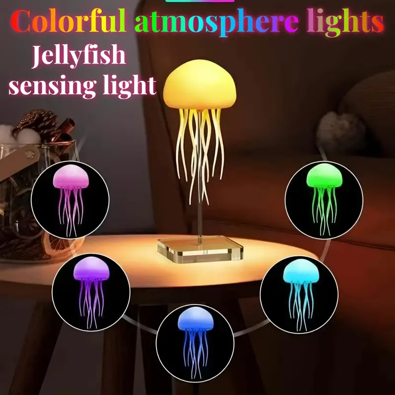 Voice-Controlled Jellyfish Night Light | Ambient LED Mood Lamp for Home Decor - CartRare