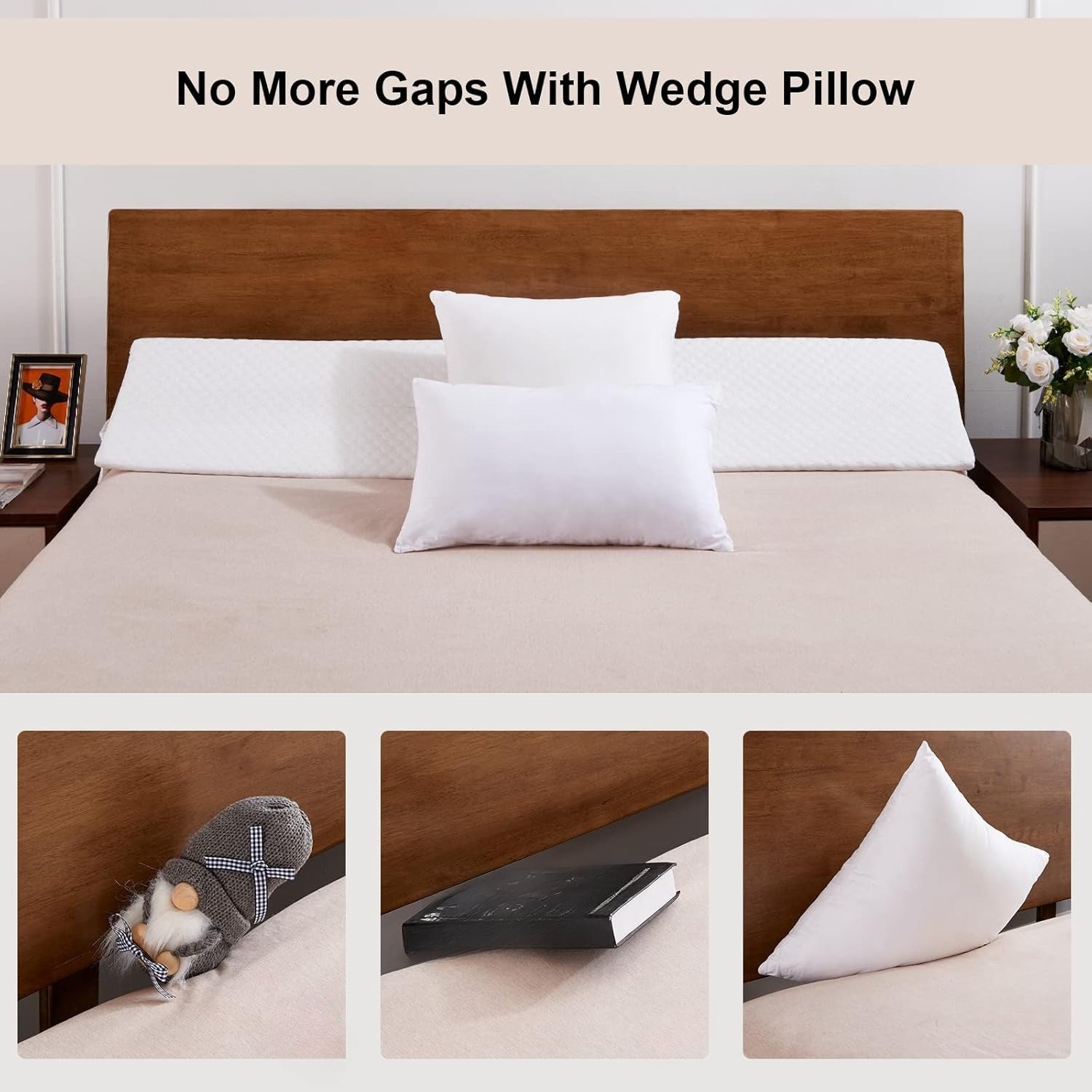 Bed Wedge Pillow Gap Filler for Headboard & Mattress