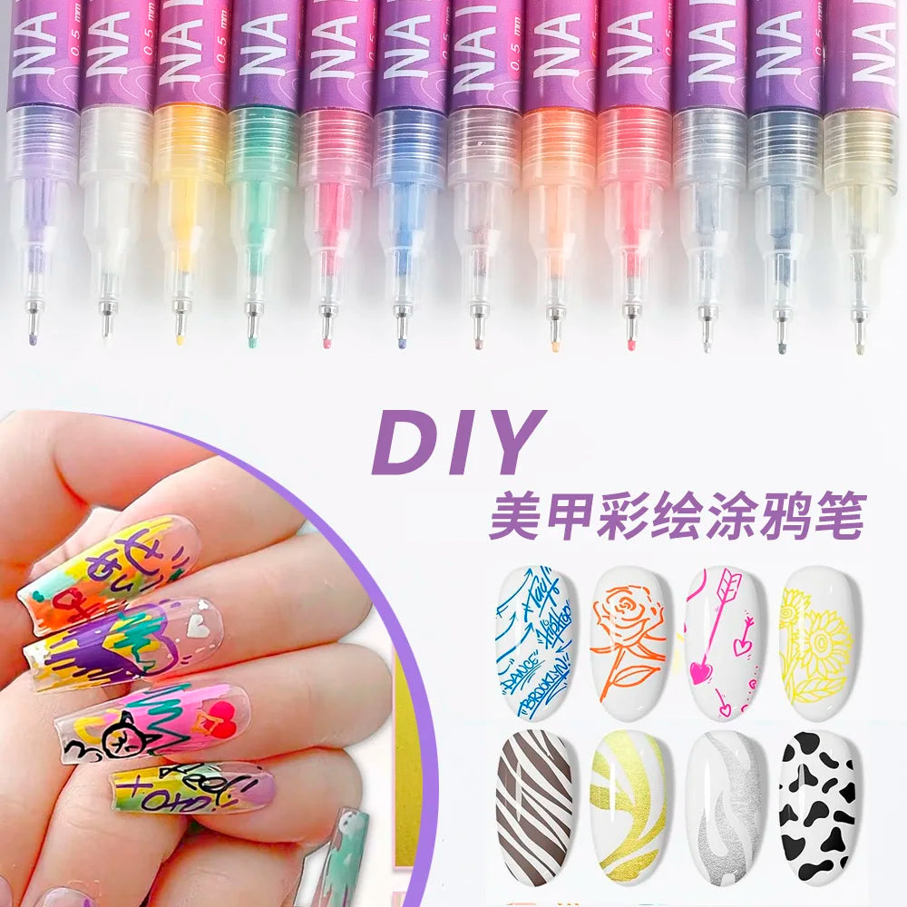12-Color Nail Art Pens – Creative DIY Nail Design (nail art pens)
