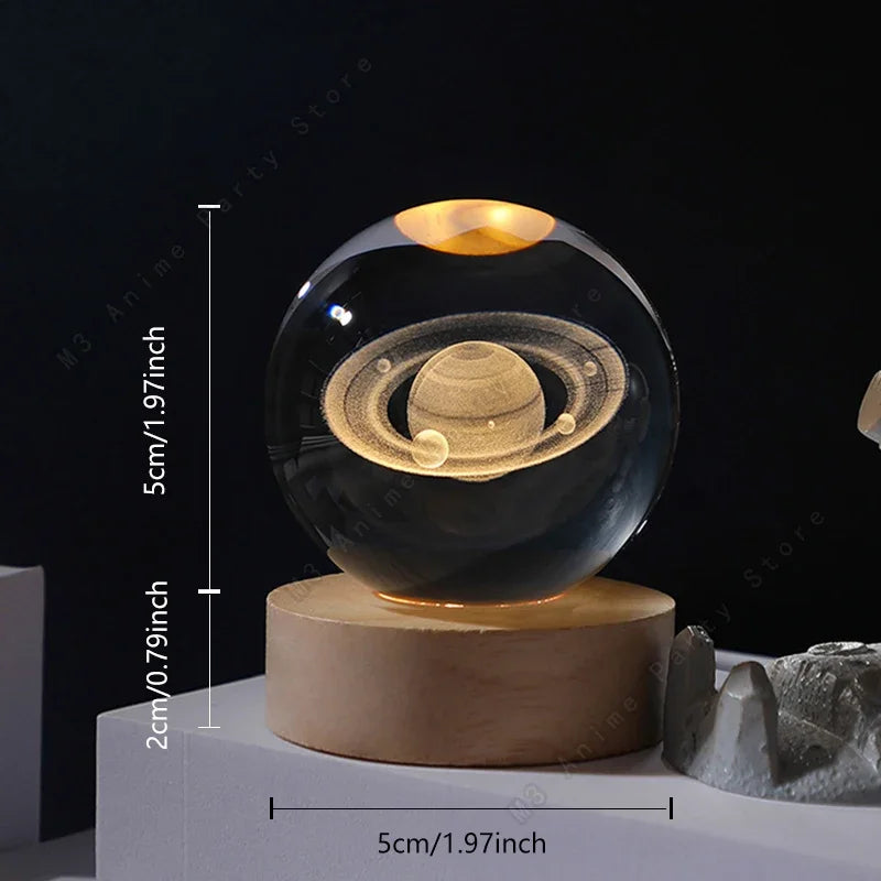 3D Crystal Crystal Ball Night Light – USB Powered LED Galaxy Lamp for Bedroom, Desk & Home Décor
