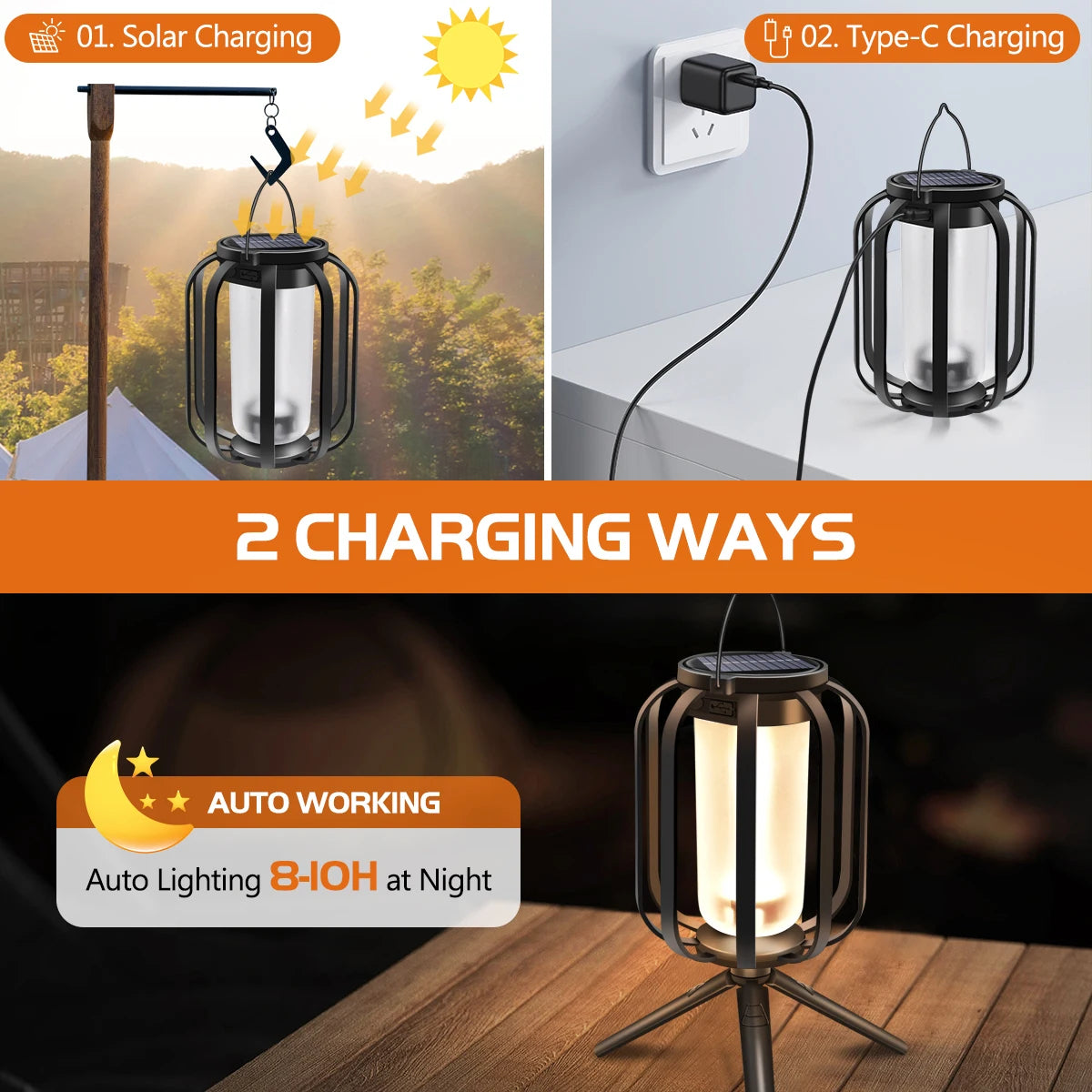 Flickering Firelight Lantern – Weatherproof & Wireless for Outdoors!