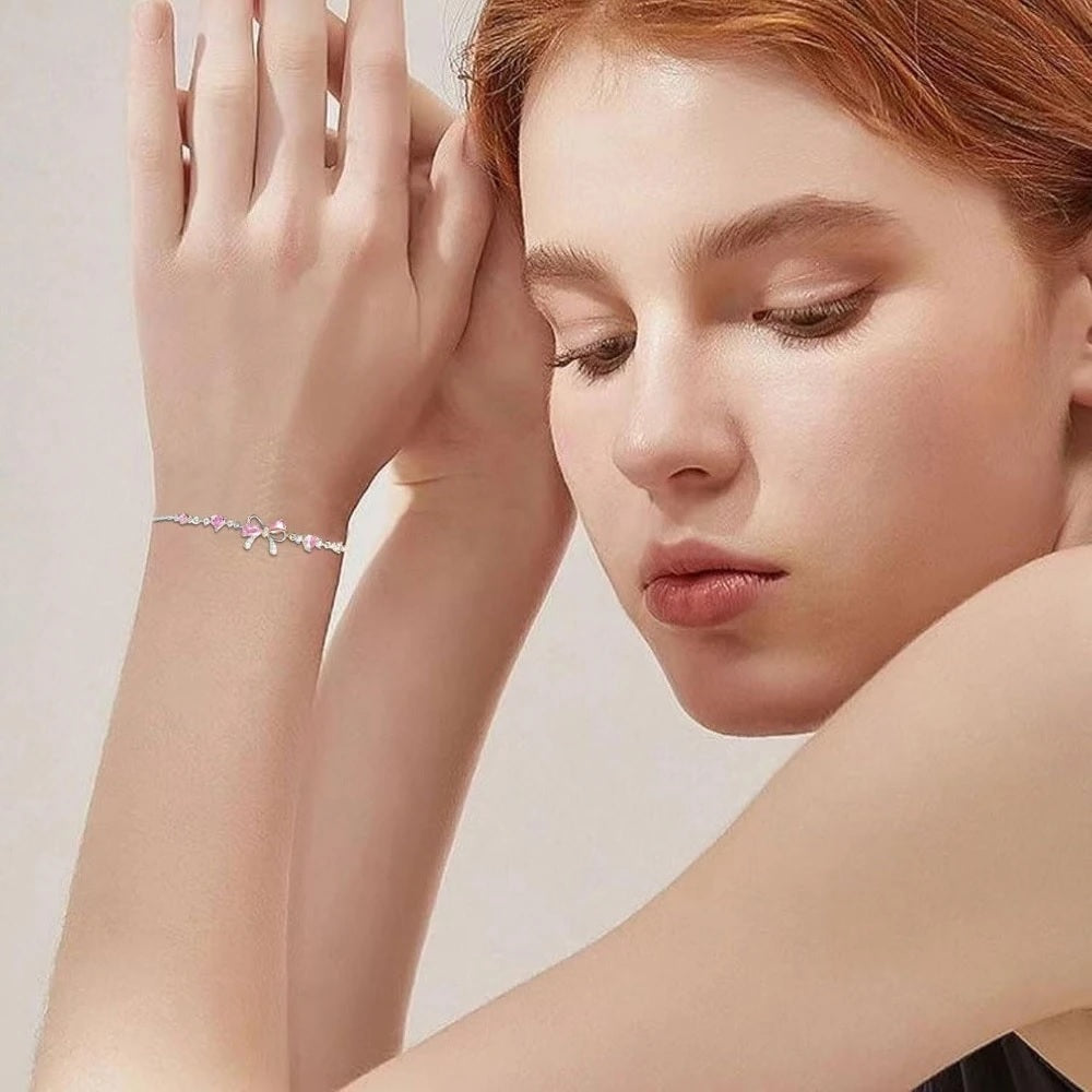 Elegant Zircon Bow Chain Bracelet for Women and Girls – Sweet, Shiny, Stylish Jewelry Gift - CartRare