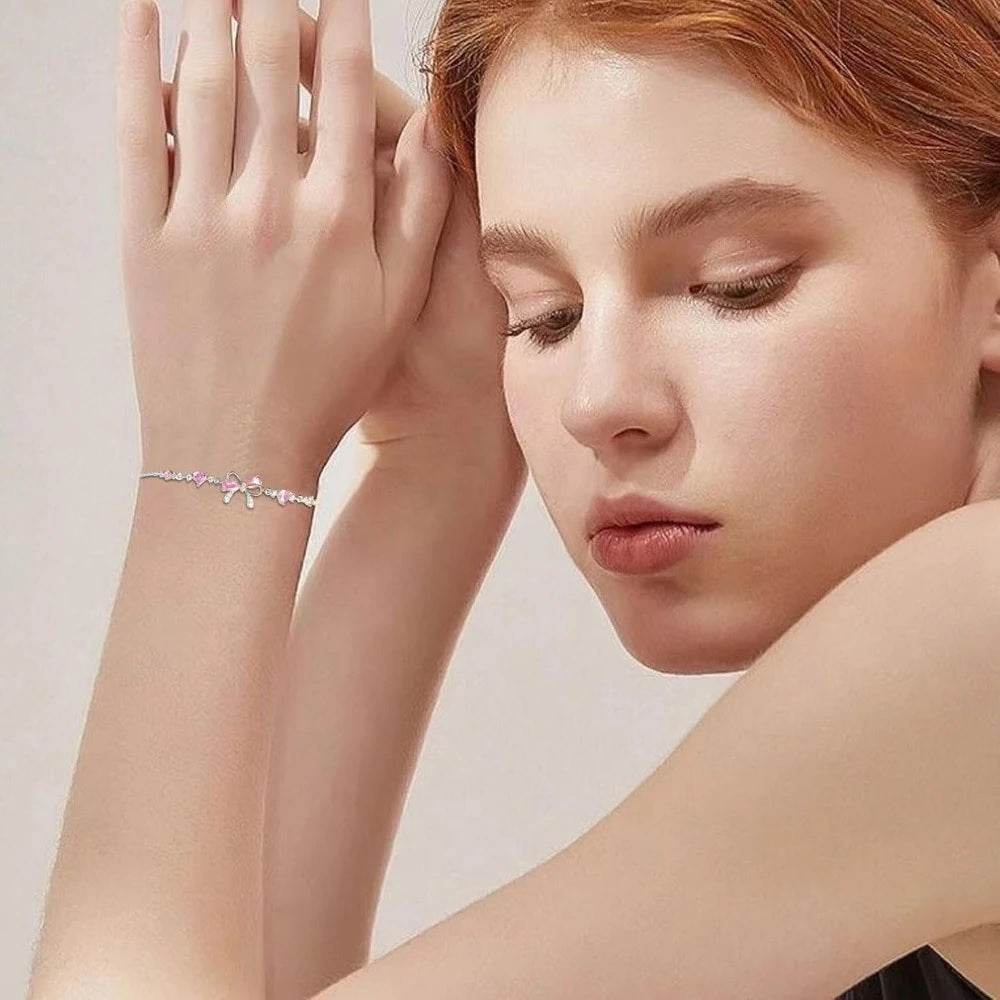 Elegant Zircon Bow Chain Bracelet – Stylish Gift for Women & Girls - CartRare