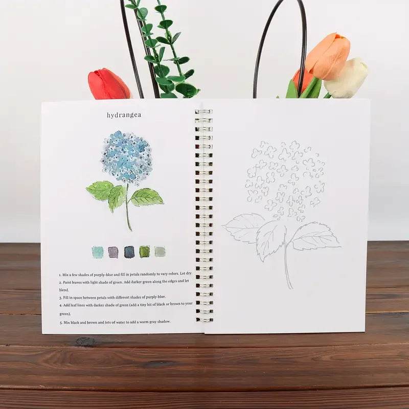 Floral Watercolor Workbook Spiral Sketchbook for Beginner Artists - CartRare