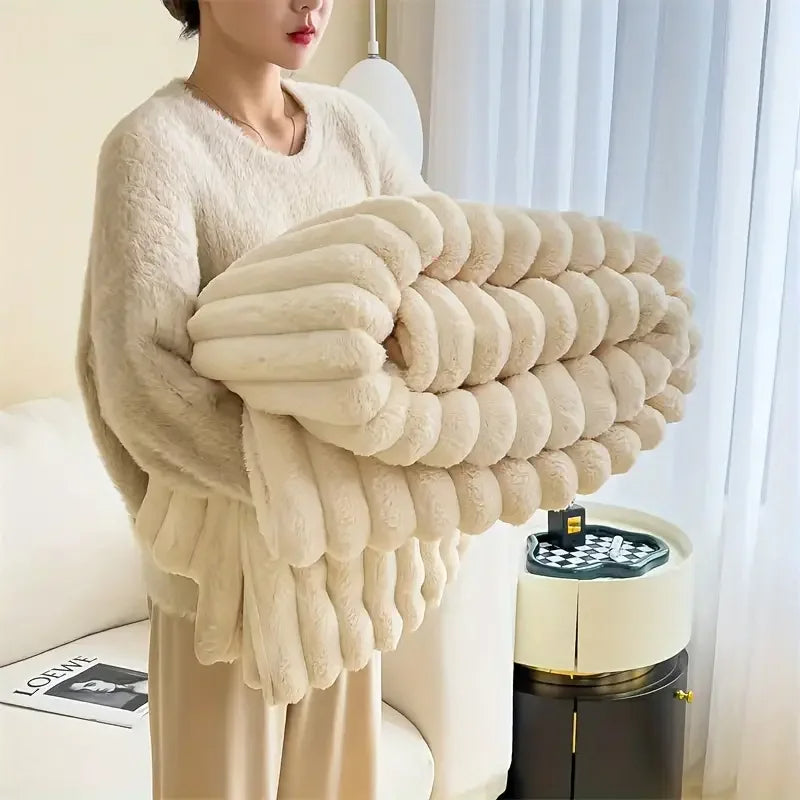 Light luxury Solid Color Multifunctional Rabbit Velvet Blanket - CartRare