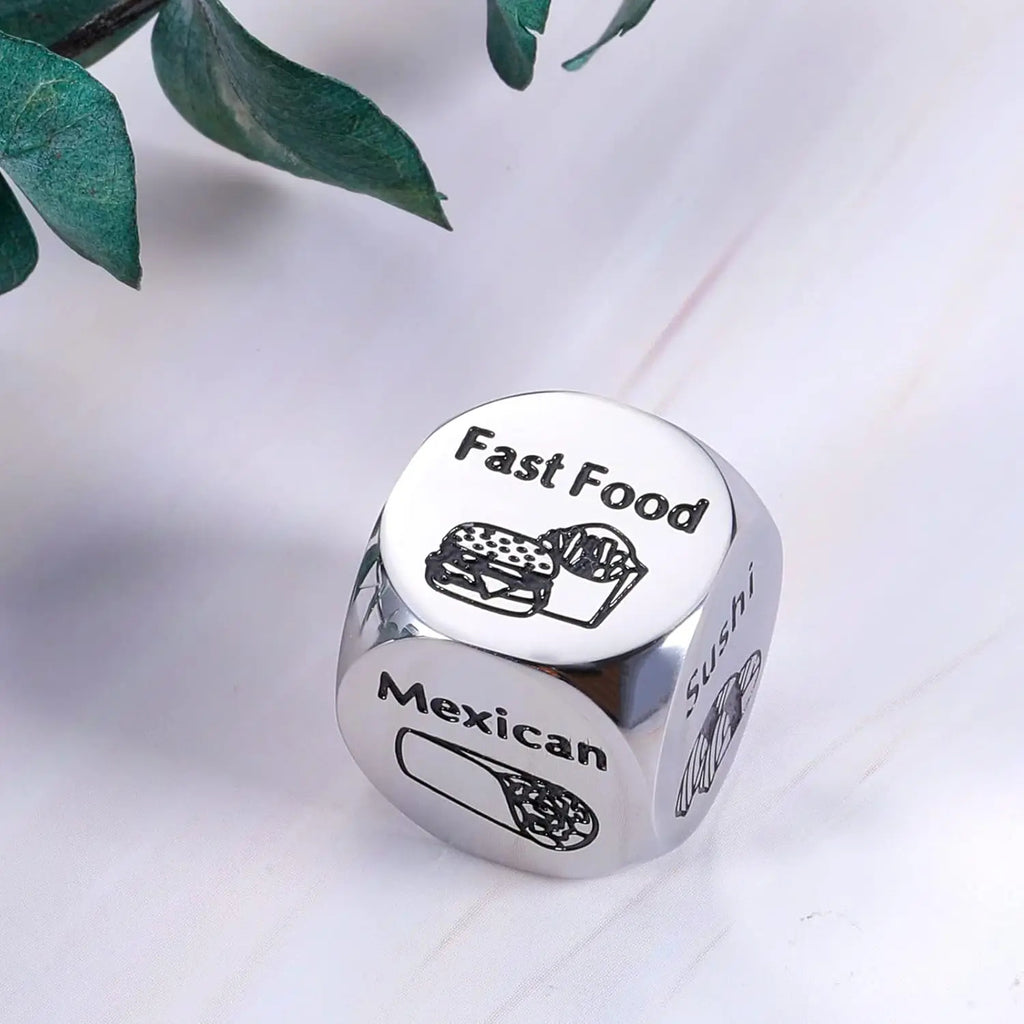 Stainless Steel Food Decision Dice Funny Gift for Him Her