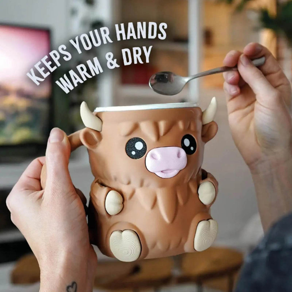 Ice Cream Pint Holder – Highland Cow Dessert Tub with Antifreeze Handle for Yogurt, Mixes & Kids Treats - CartRare