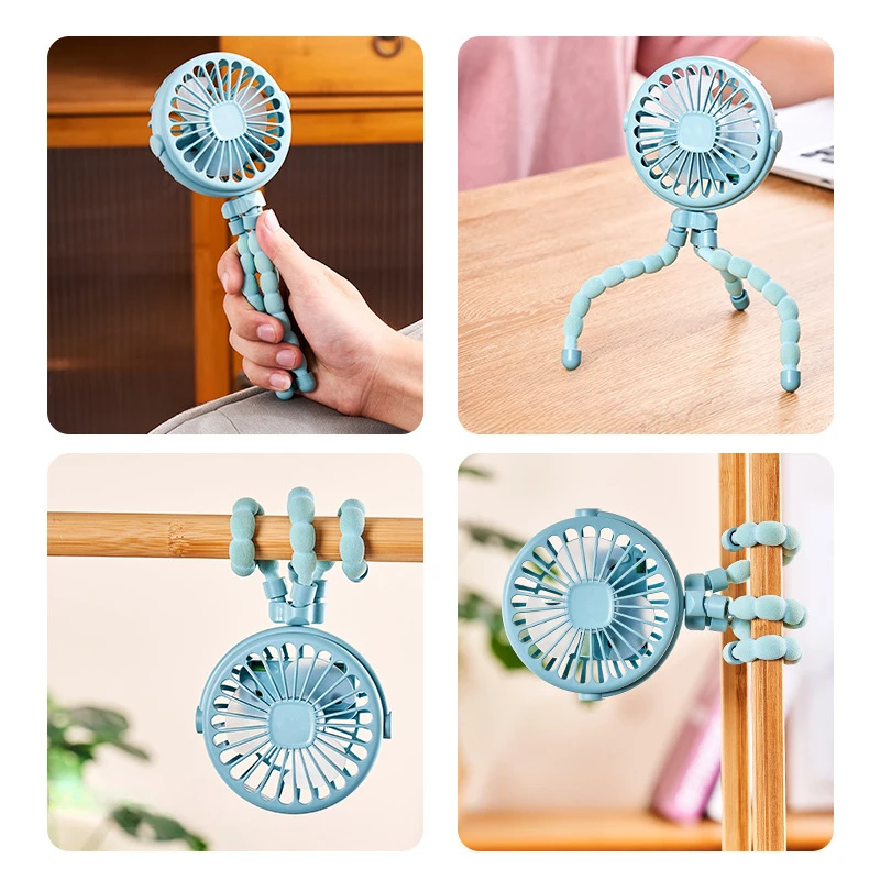Mini Octopus Folding Fan – 5-in-1 Portable Silent Fan for Baby Stroller, Home & Travel - CartRare