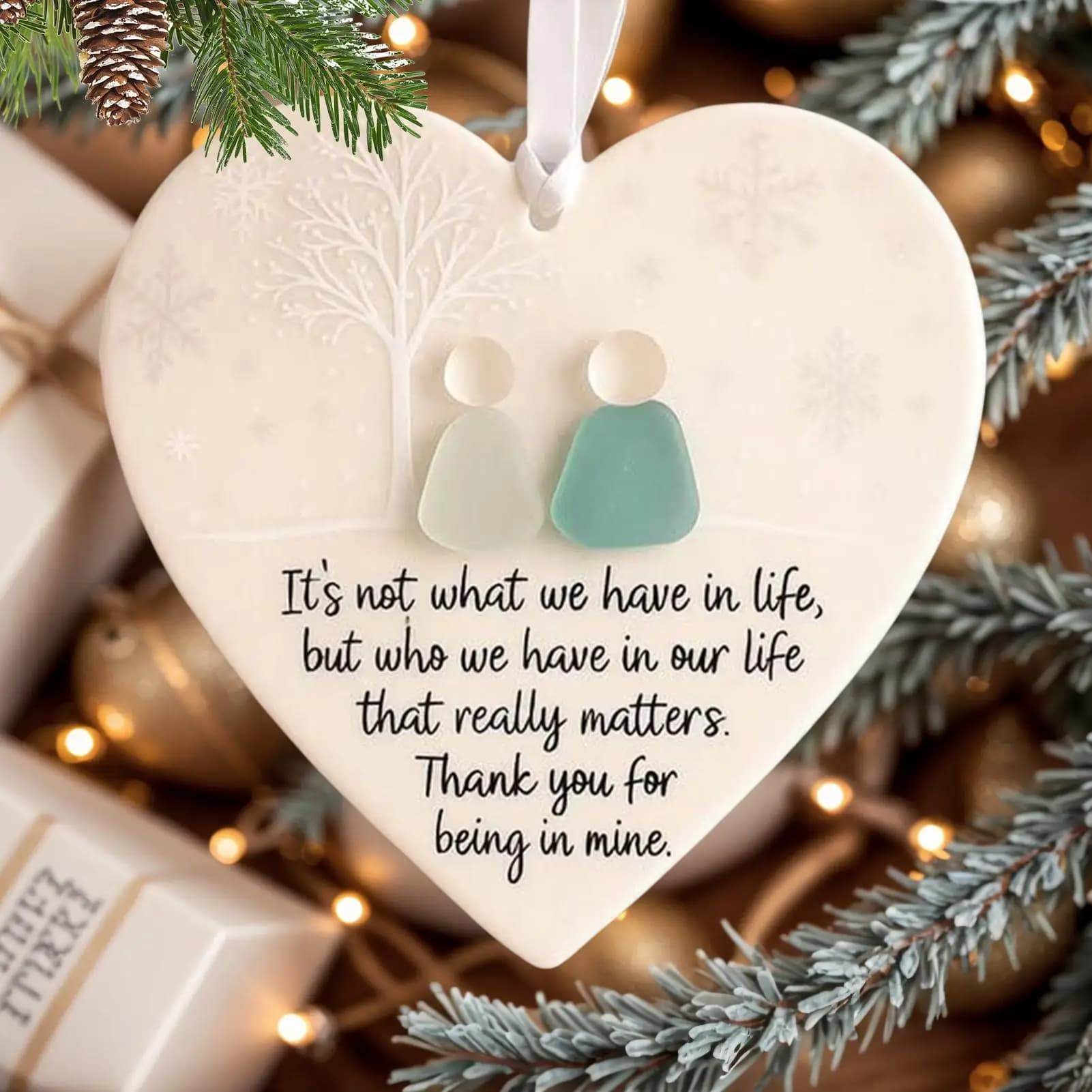 3D Printed Ceramic Love Heart Ornament for Friendship Decor - CartRare
