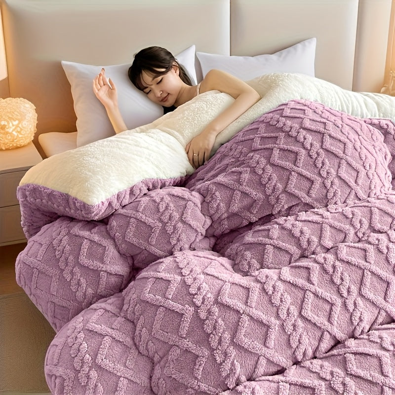Thick Winter Blanket for Bed Soft Flannel & Artificial Lamb Cashmere Warm, Cozy & Comfortable Quilt Comforter