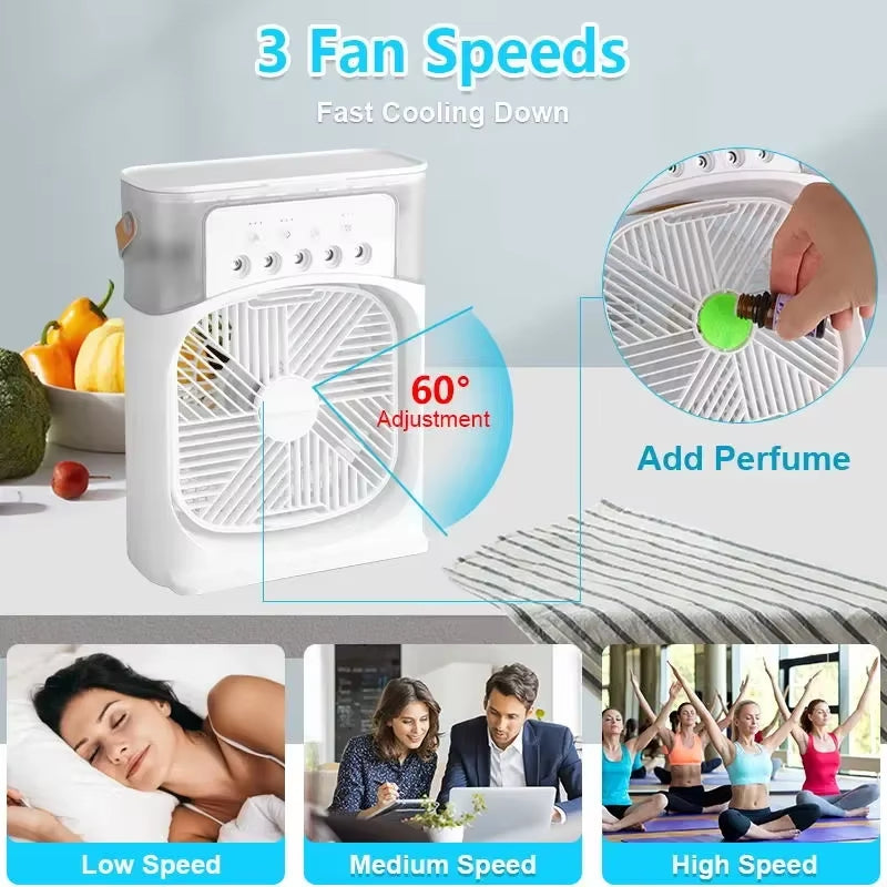 3-in-1 Portable Air Cooler Fan with Humidifier and LED Light - CartRare