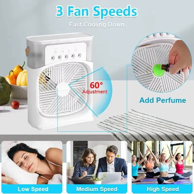 3-in-1 Portable Air Cooler Fan with Humidifier and LED Light - CartRare