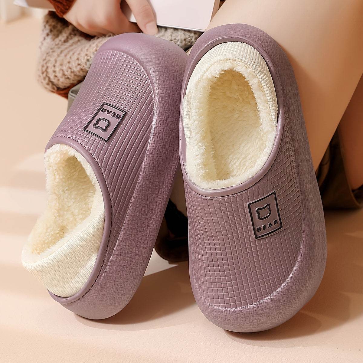 Winter Plush Slippers Soft Fleece Lining, Cushioned EVA Sole & Non-Slip TPR Grip Cozy Indoor Outdoor Home Slip-Ons for All Seasons - CartRare