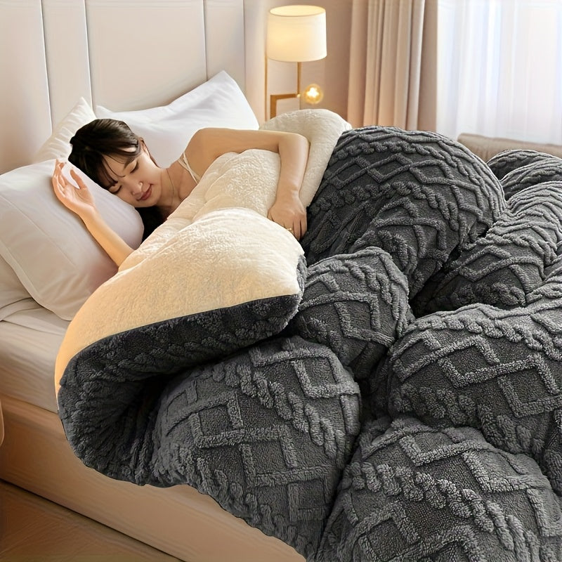 Thick Winter Blanket for Bed Soft Flannel & Artificial Lamb Cashmere Warm, Cozy & Comfortable Quilt Comforter