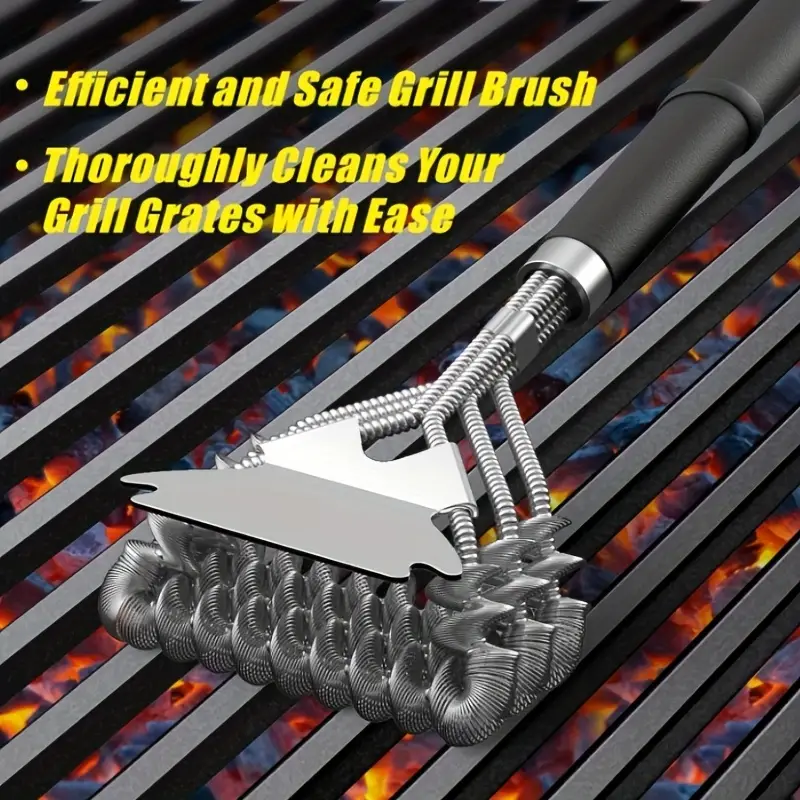 Non-stick Stainless Steel BBQ Cleaning Brush with Safe Bristles