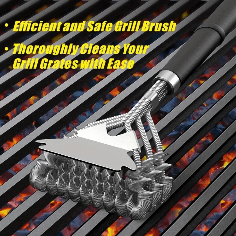Non-stick Stainless Steel BBQ Cleaning Brush with Safe Bristles - CartRare