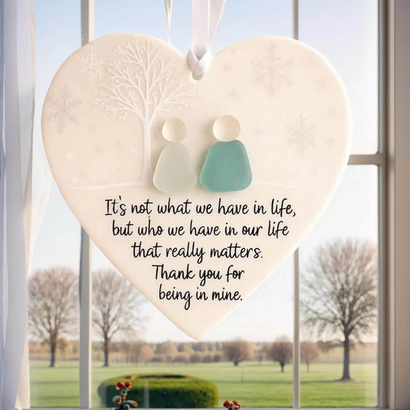 3D Printed Ceramic Love Heart Ornament for Friendship Decor - CartRare