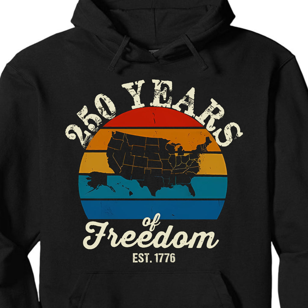 250 Years Of Freedom Retro Map Shirt | Happy 250th Birthday USA | Patriotic 4th Of July Tee | America 250th Anniversary | Independence Day Shirt 682569