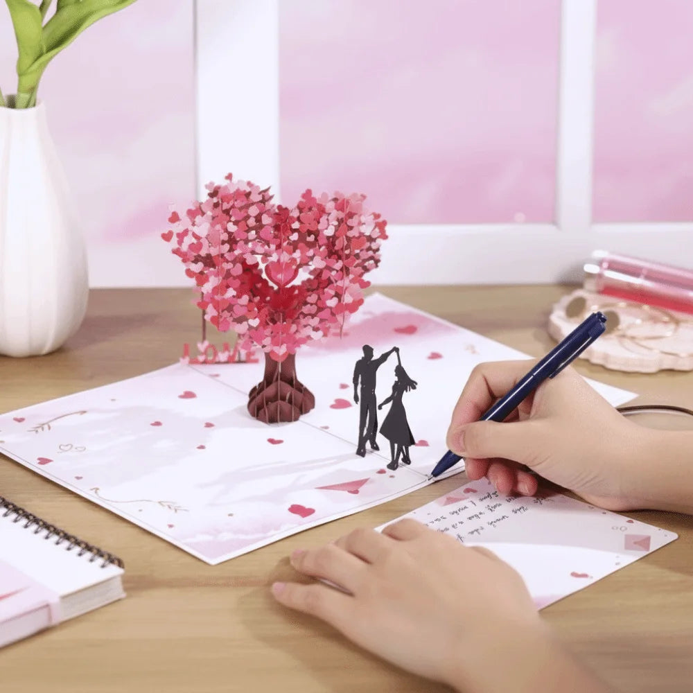 3D Pop Up Heart Tree Couple Card Romantic Anniversary Gift