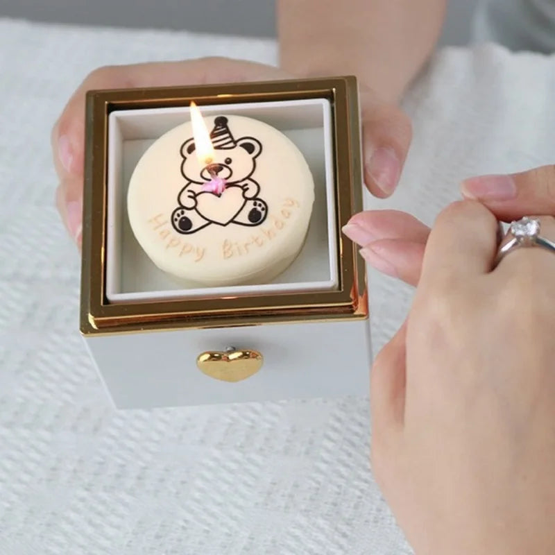 Cute birthday candle with bear design in gift box, perfect for celebrations and unique gifts