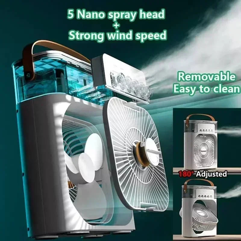 3-in-1 Portable Air Cooler Fan with Humidifier and LED Light - CartRare