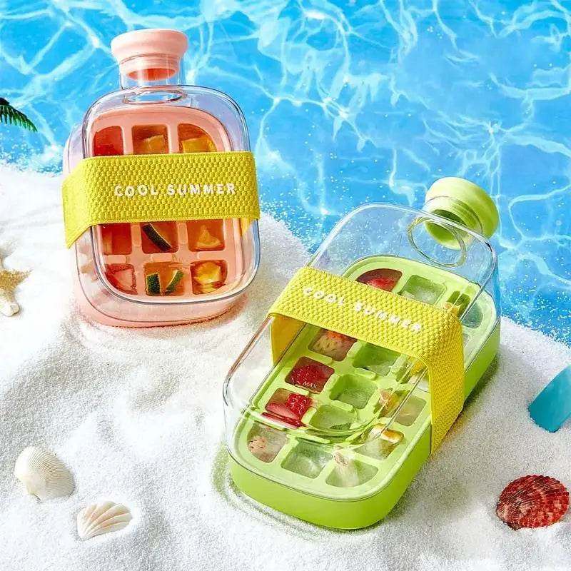 2-in-1 Ice Cube Tray & Water Bottle – Portable High-Capacity Ice Maker Mold for Home & Kitchen Summer Use - CartRare