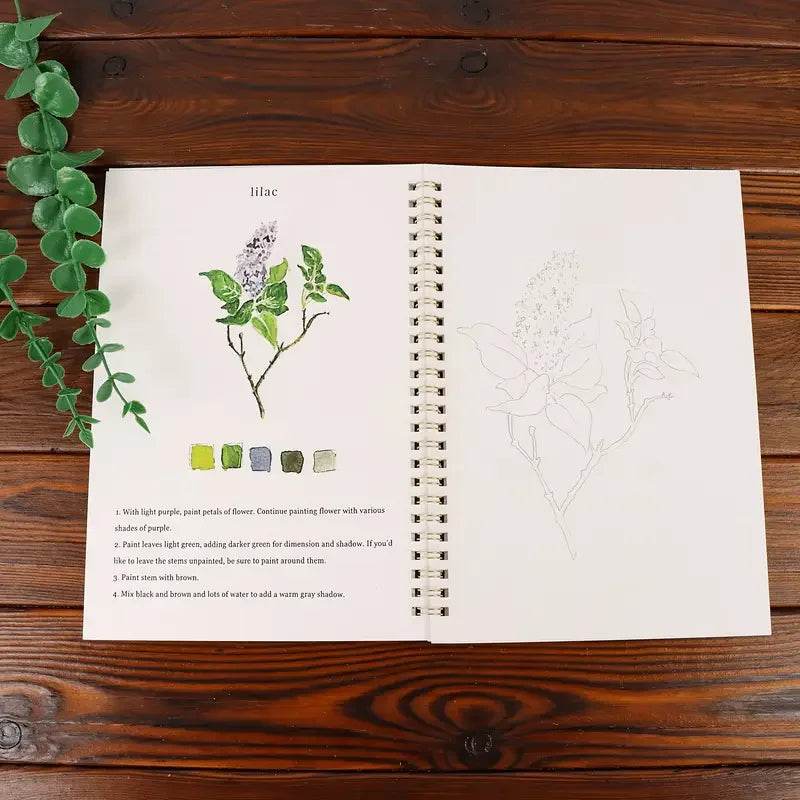 Floral Watercolor Workbook Spiral Sketchbook for Beginner Artists - CartRare