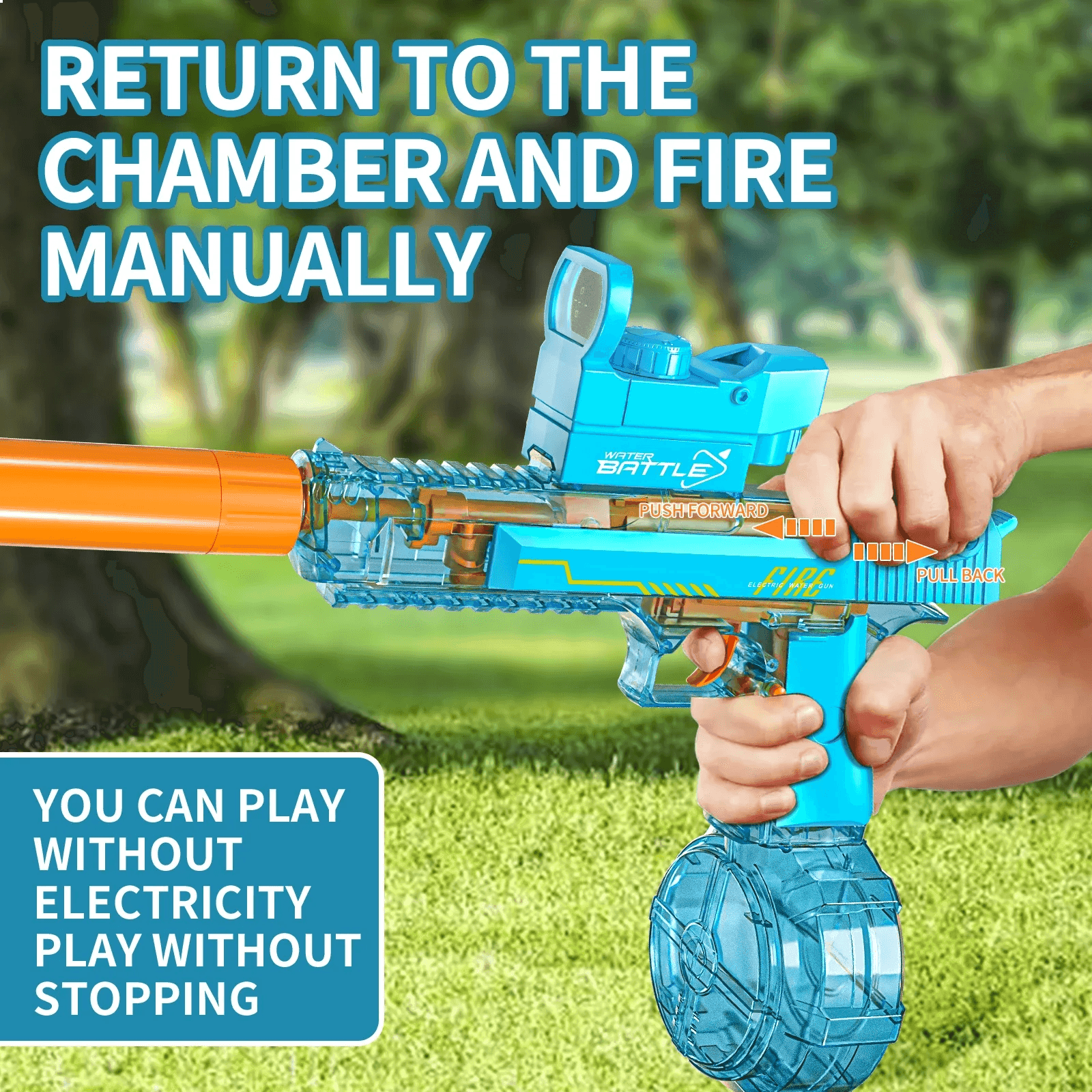Desert Eagle Electric Water Gun with Silencer and Light High Speed, Long Range Squirt Gun for Kids & Adults - CartRare