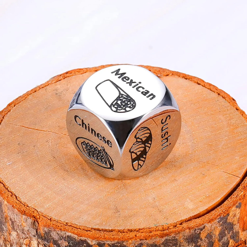 Stainless Steel Food Decision Dice Funny Gift for Him Her