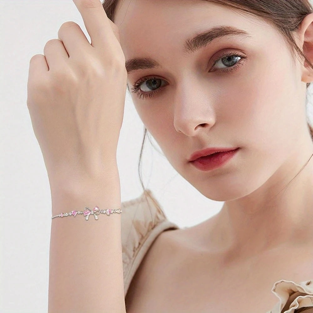 Elegant Zircon Bow Chain Bracelet for Women and Girls – Sweet, Shiny, Stylish Jewelry Gift - CartRare
