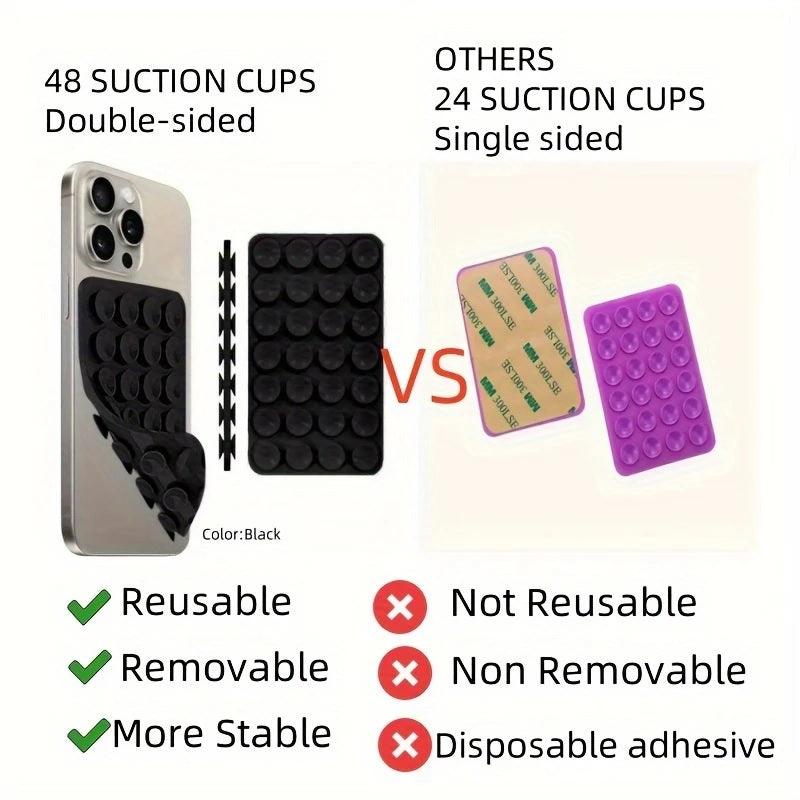 2pcs Double-Sided Silicone Phone Wall Mount with Suction Grip - CartRare