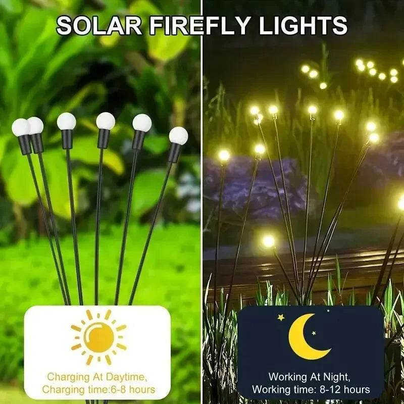 Solar Firefly Garden Lights | LED Outdoor Waterproof Pathway Lighting – Warm White - CartRare