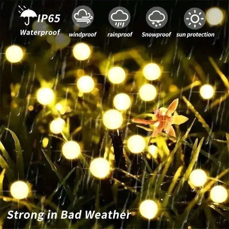 Solar Firefly Garden Lights | LED Outdoor Waterproof Pathway Lighting – Warm White - CartRare
