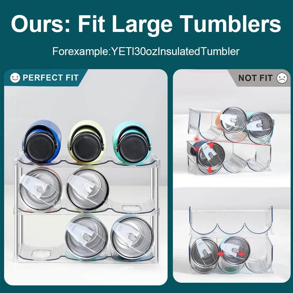 Multilayer Clear Stackable Water Bottle Organizer Rack for Kitchen Cabinets and Pantry - CartRare