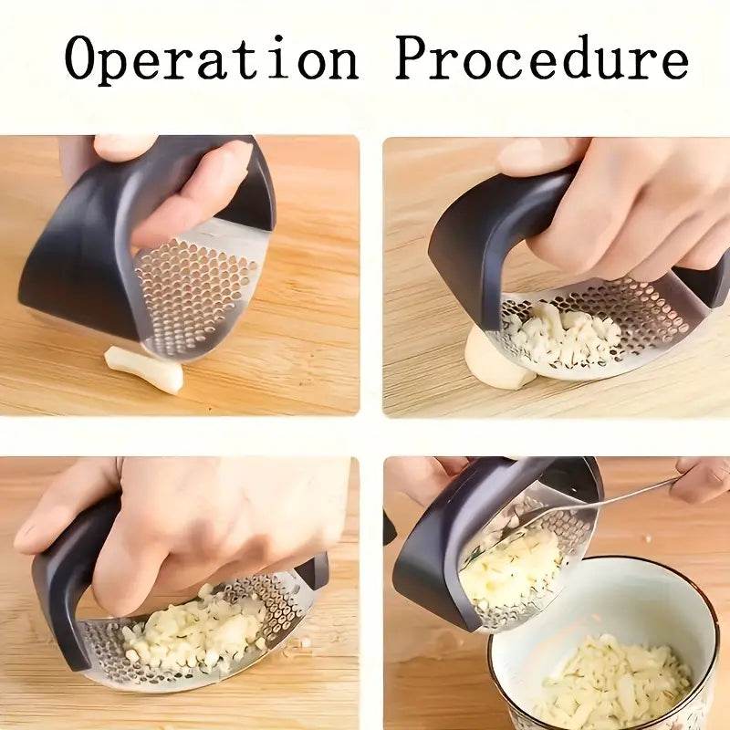 Stainless Steel Garlic Press Crusher Manual Garlic Mincer Chopping Garlic Tool Fruit Vegetable Tools Kitchen Accessories Gadget - CartRare