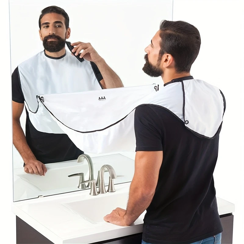 Men's Beard Shaving Apron – Hair Catcher Bib & Shaving Organizer, Easy Bathroom Cleanup, Grooming Gift for Him - CartRare