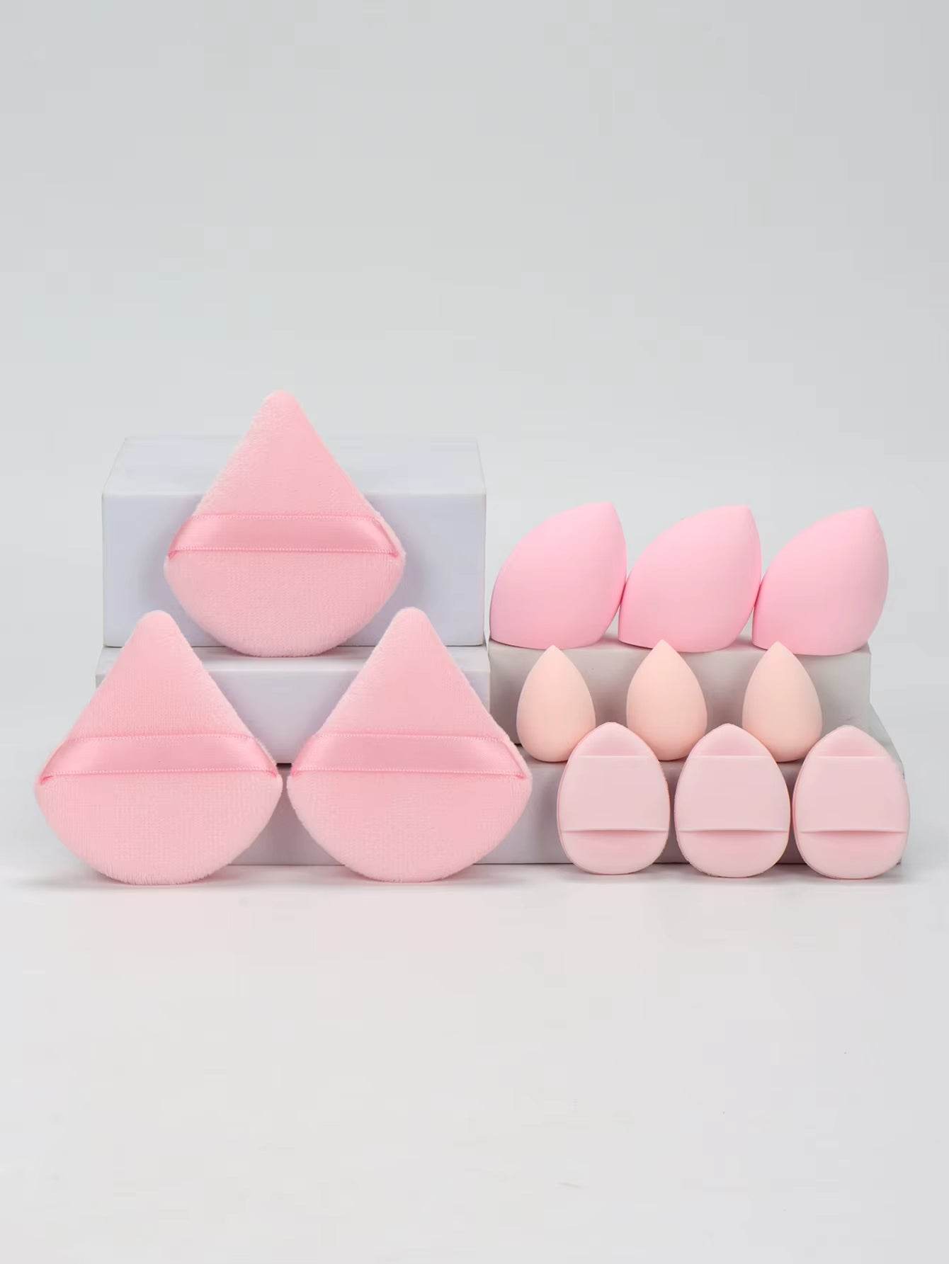 12-Piece Makeup Sponge Set – Loose Powder Puffs, Mini Cushions, Beauty Blenders for All Uses - CartRare