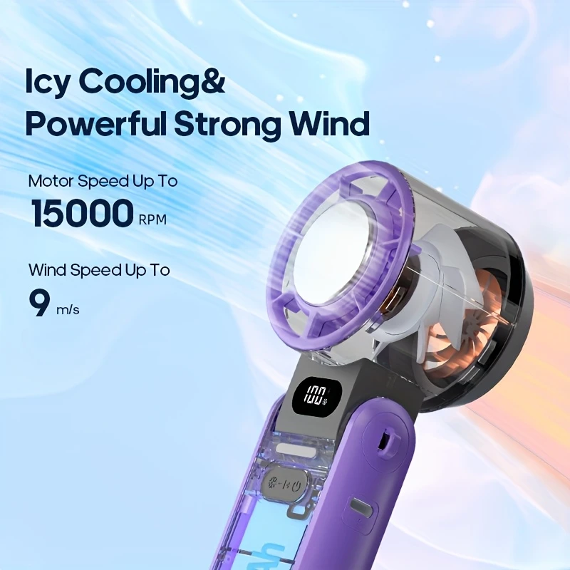 Handheld Turbo Cooling Fan Rechargeable Foldable Fan with Adjustable Speed - CartRare