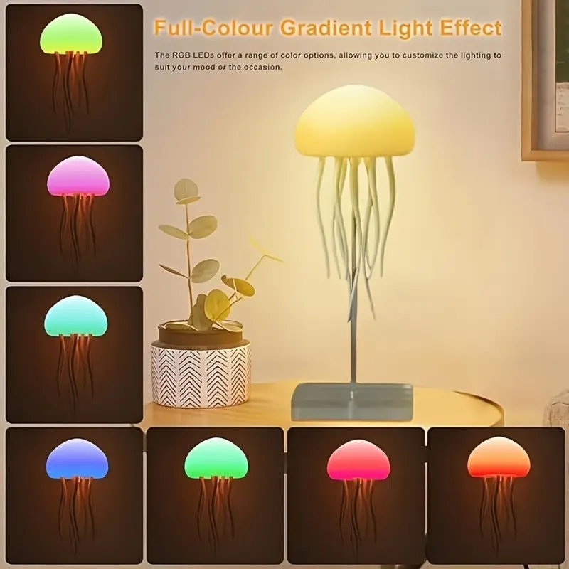 Voice-Controlled Jellyfish Night Light | Ambient LED Mood Lamp for Home Decor - CartRare