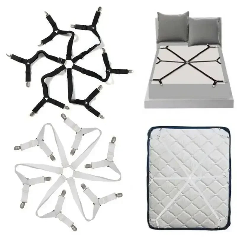 Non-Slip Bed Sheet Grippers With 12 Adjustable Elastic Clips for Mattress - CartRare