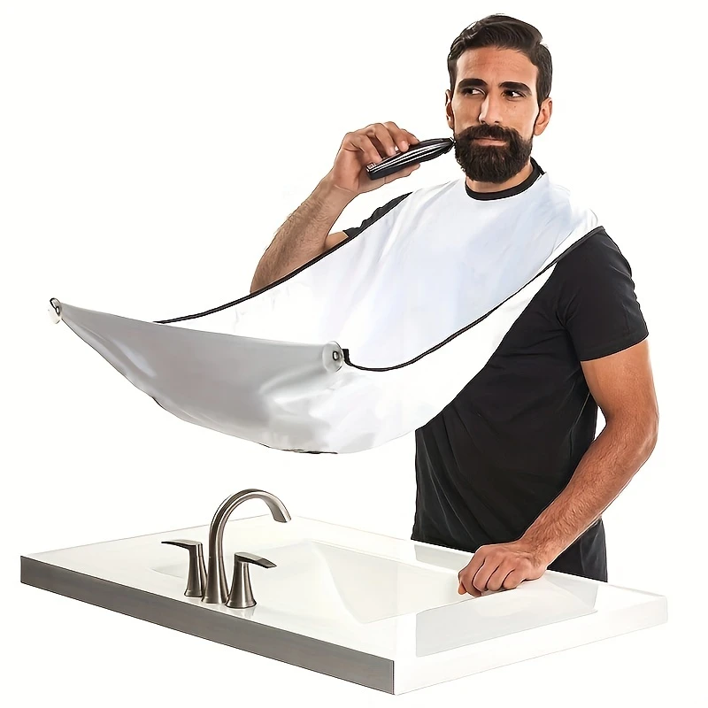 Men's Beard Shaving Apron – Hair Catcher Bib & Shaving Organizer, Easy Bathroom Cleanup, Grooming Gift for Him - CartRare