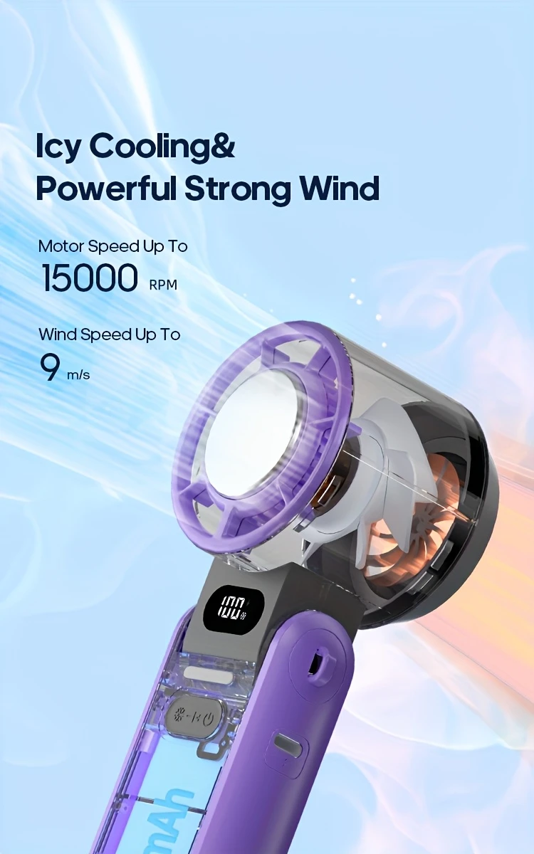 Handheld Turbo Cooling Fan Rechargeable Foldable Fan with Adjustable Speed - CartRare