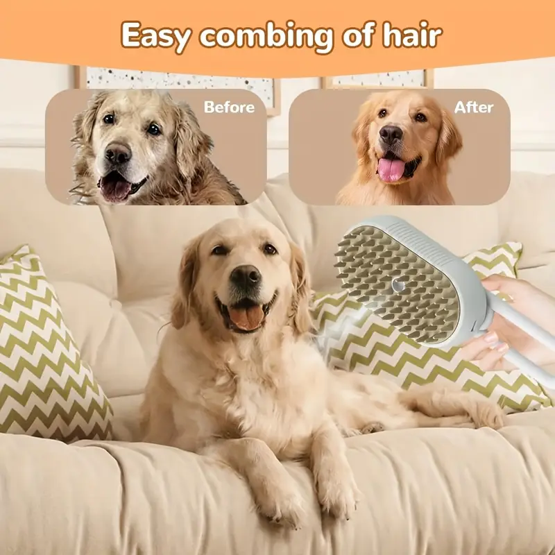 3-in-1 Electric Pet Brush – Steam Cleaner, Hair Remover & Massager for Dogs & Cats - CartRare