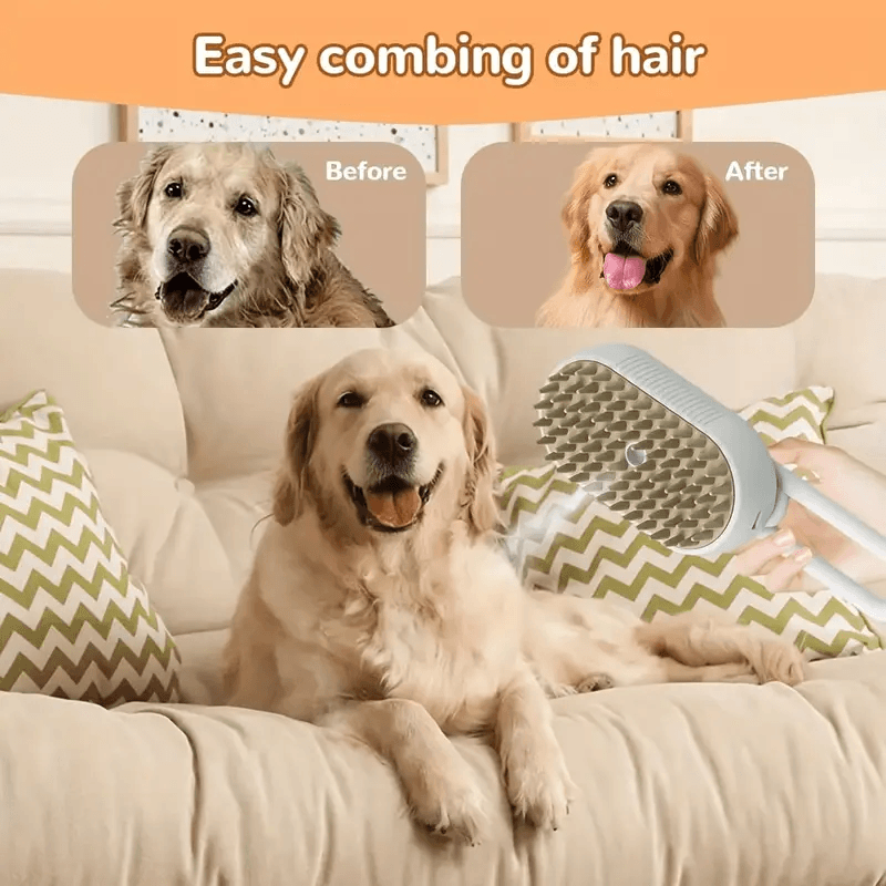 3-in-1 Electric Pet Brush – Steam Cleaner, Hair Remover & Massager for Dogs & Cats - CartRare