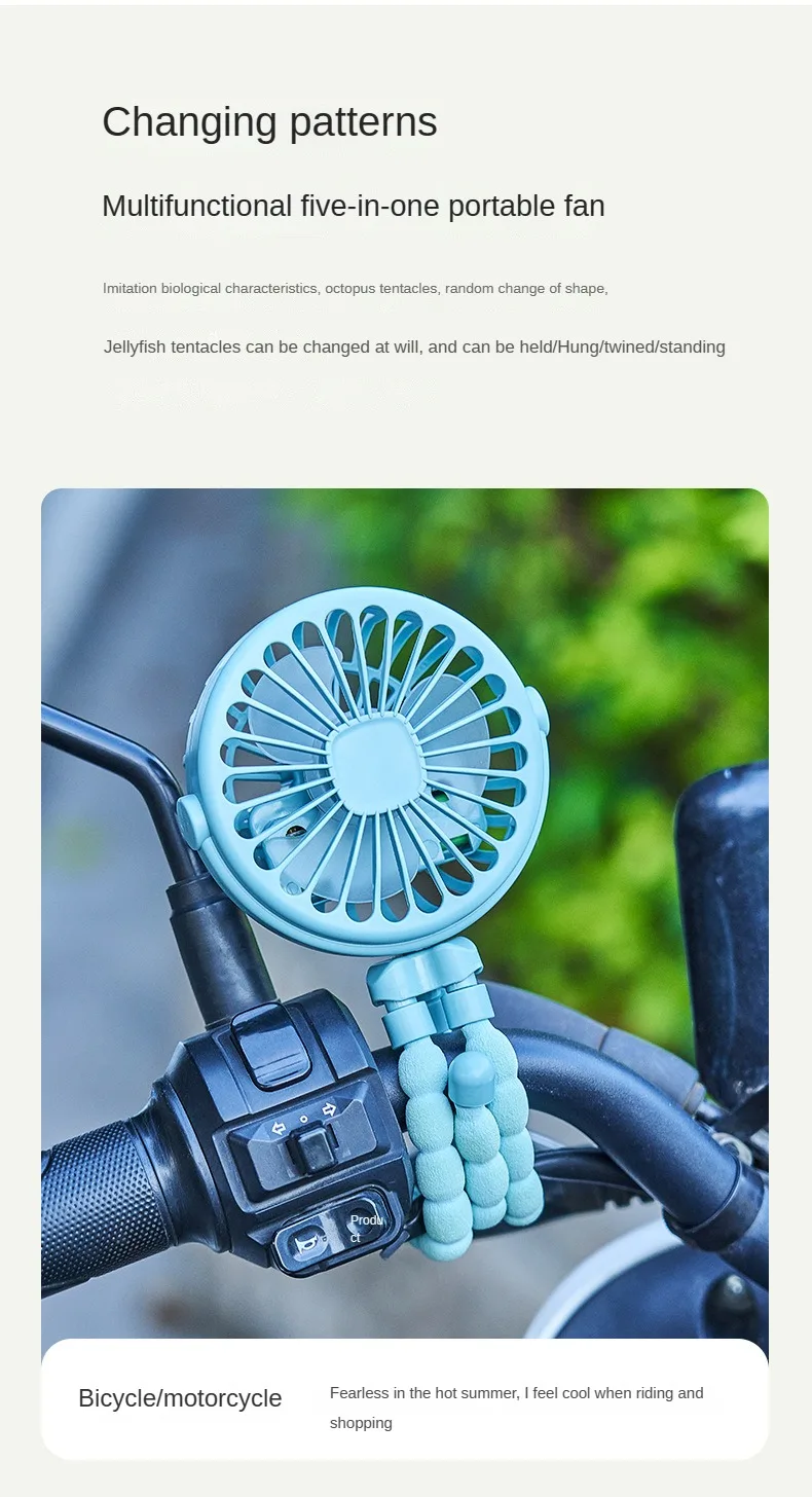 Mini Octopus Folding Fan – 5-in-1 Portable Silent Fan for Baby Stroller, Home & Travel - CartRare