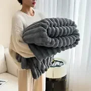 Light luxury Solid Color Multifunctional Rabbit Velvet Blanket - CartRare