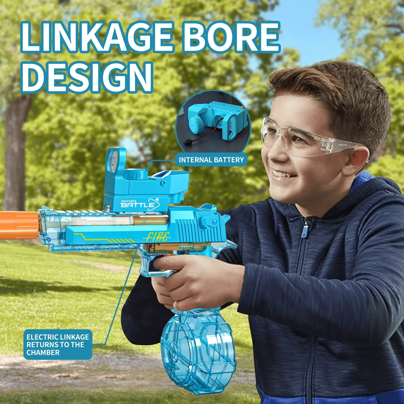 Desert Eagle Electric Water Gun with Silencer and Light High Speed, Long Range Squirt Gun for Kids & Adults - CartRare