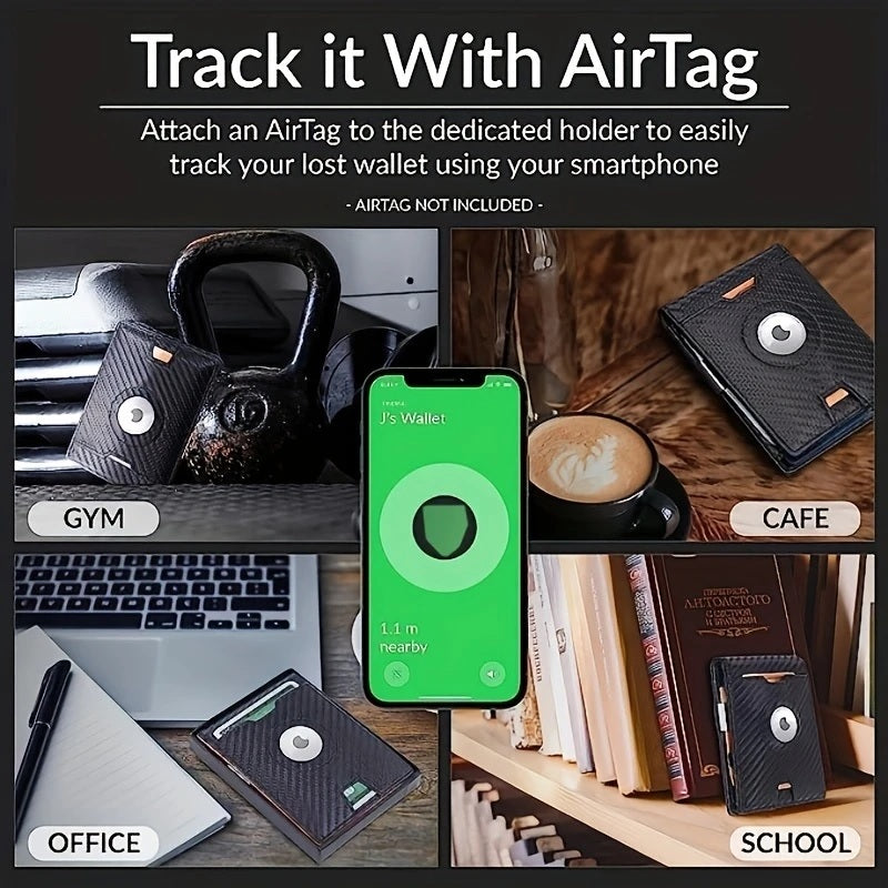 AirTag Slim Wallet with 11 Card Slots for Dad, Husband, Son – RFID Bifold Card Holder Father's Day Gift - CartRare